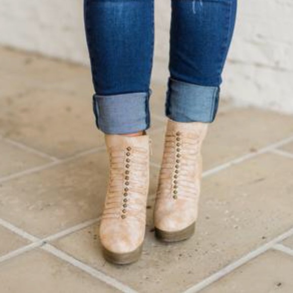 NIB Leather Woven zipper Demi Wedge Ankle Boots - Picture 4 of 8